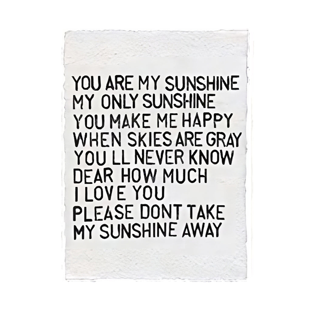 You Are My Sunshine Handmade Paper Print - 12x16