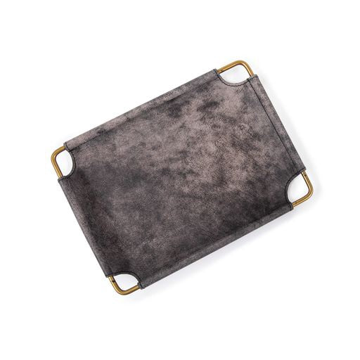 Leather Catchall - 9.25"x6.7"x1.2" Grey Finish