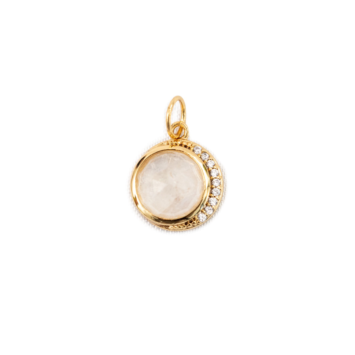 ***Rainbow Moonstone and Crescent Moon Charm