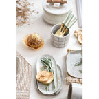 Hand-Painted Stoneware Plate with Botanicals