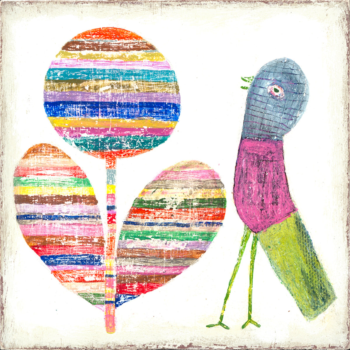 Flower & Bird Art Print - 46" x 46"