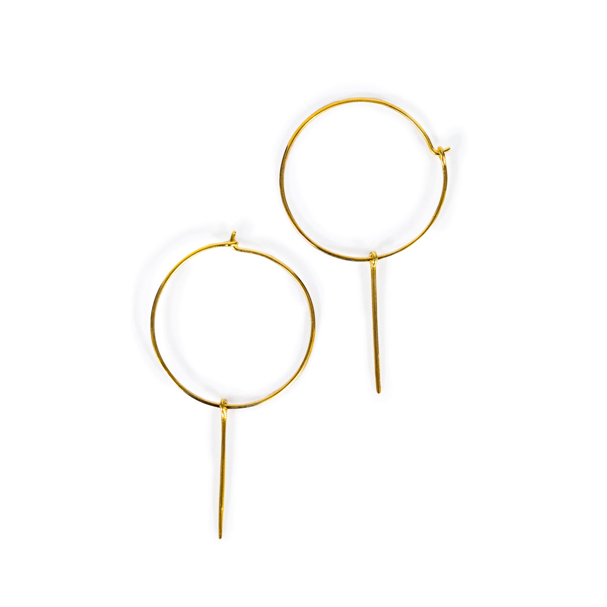 ***Gold Plated Hoop Earrings with Stick Drop Charm