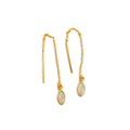 ***Opal Marquise Gold Plated Brass Threader Earrings