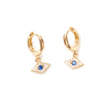 Gold Plated Evil Eye Charm Huggie Earrings