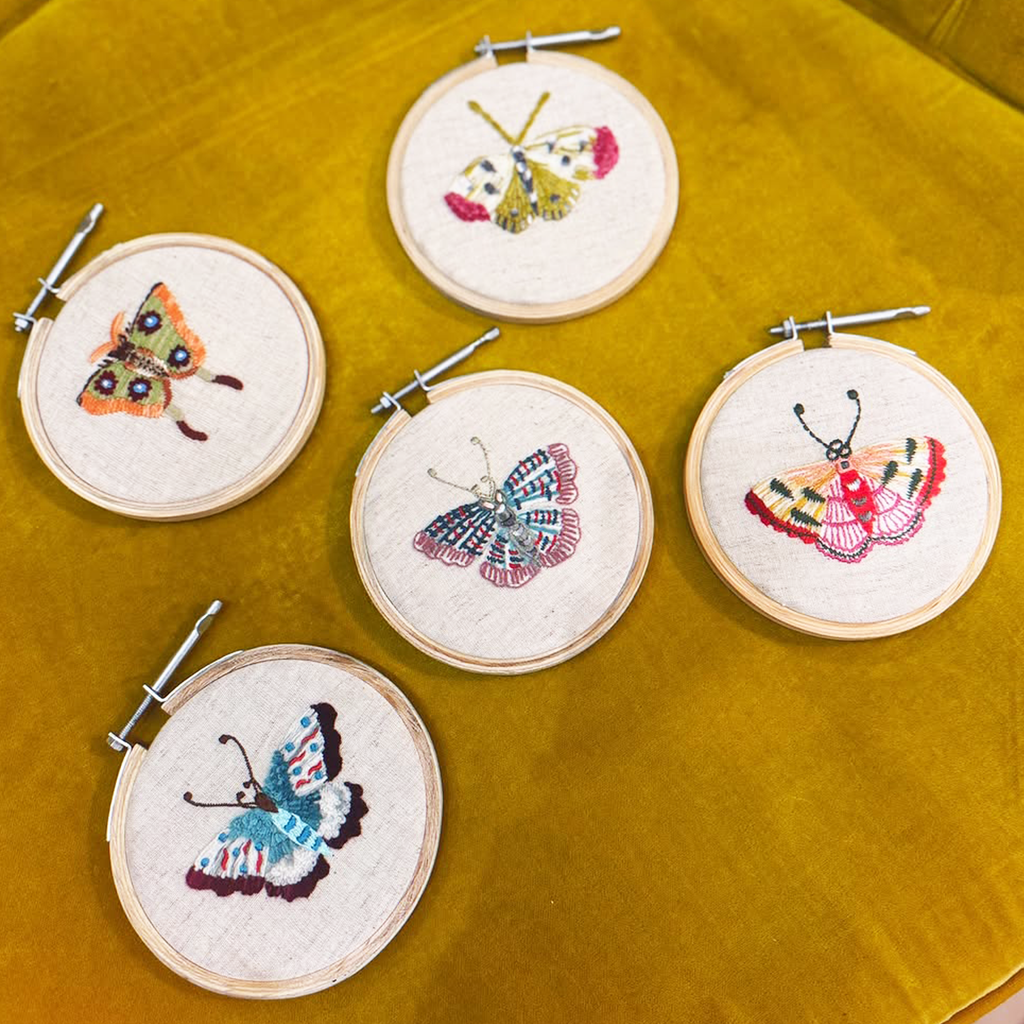 Butterfly Embroidery Hoop Collection - Pink & Yellow Wing - 4in