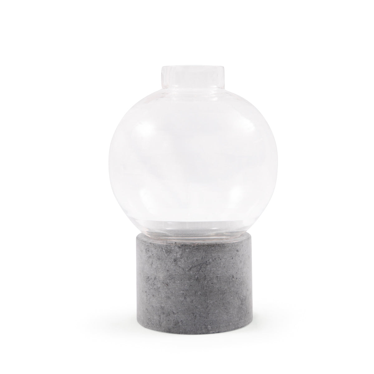 ***Small Round Glass Dome Vase on Green Marble Base - 4" x 4" x 6"