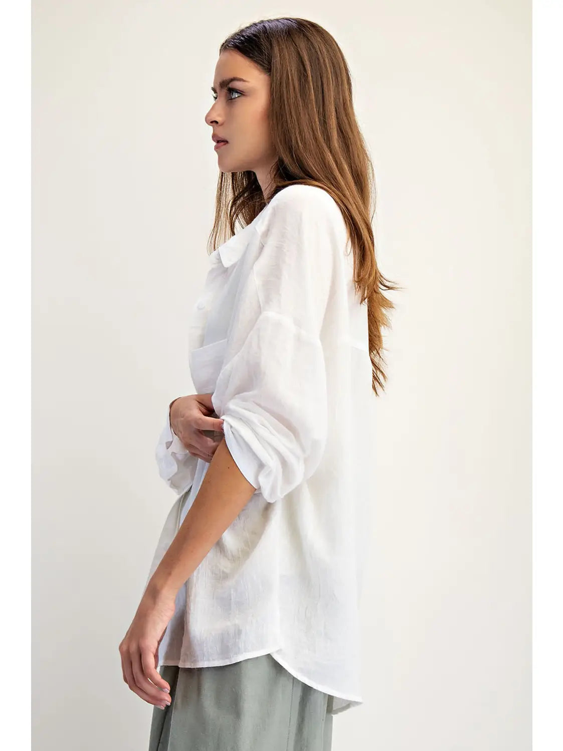 Soft Linen Blend Shirt, White
