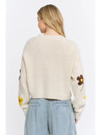Embroidered Floral Button-Front Cropped Cardigan