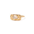 Gold Plated Labradorite and Small White Topaz Plate Ring