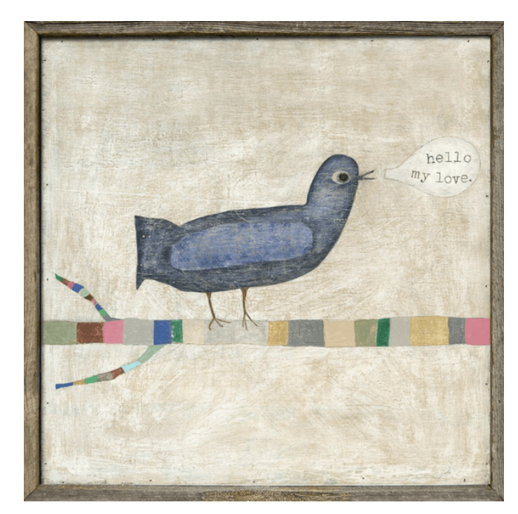 Hello, My Love Art Print - Grey Wood