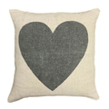 Black Heart on Linen Pillow 24x24