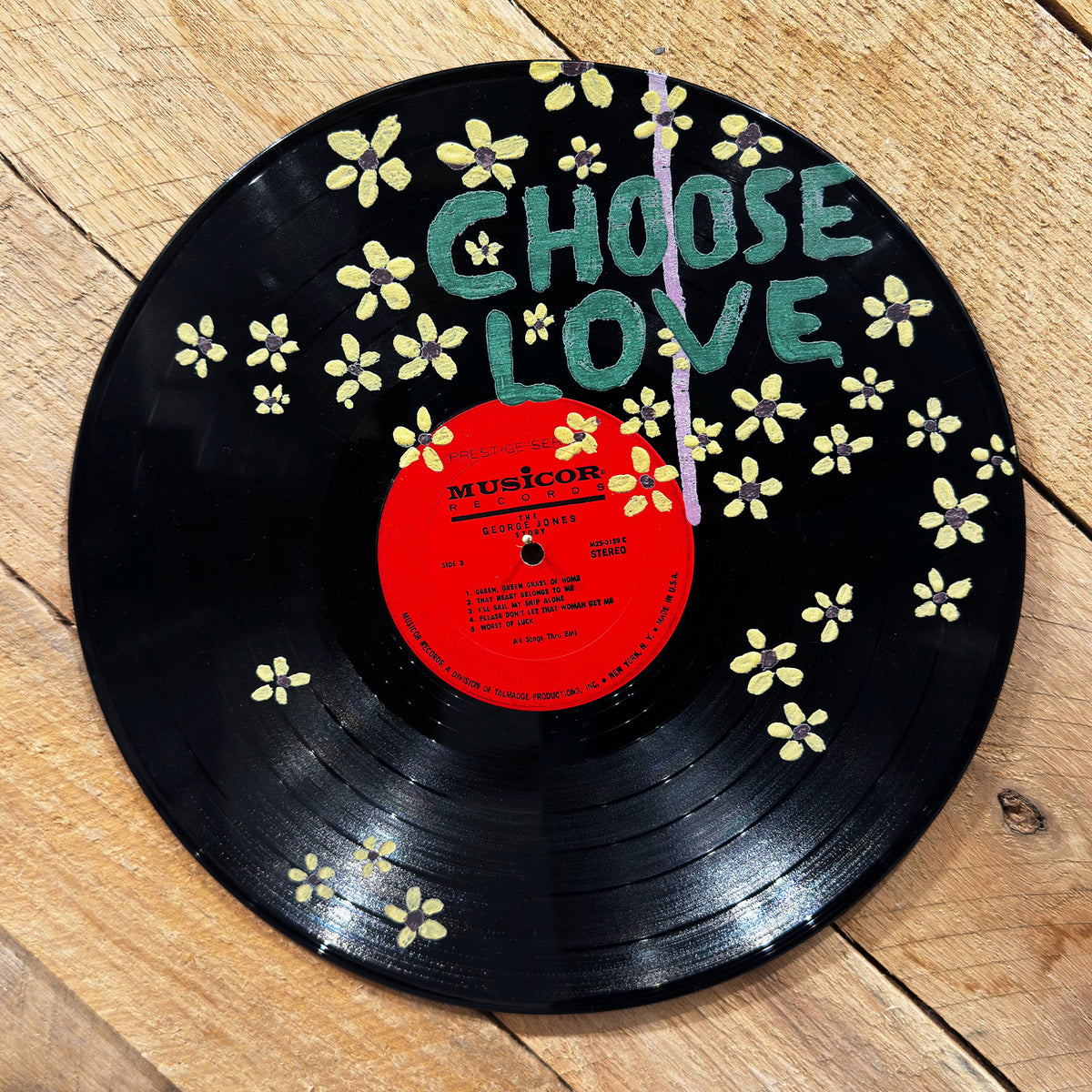 Choose Love Yellow Flowers Vinyl Record