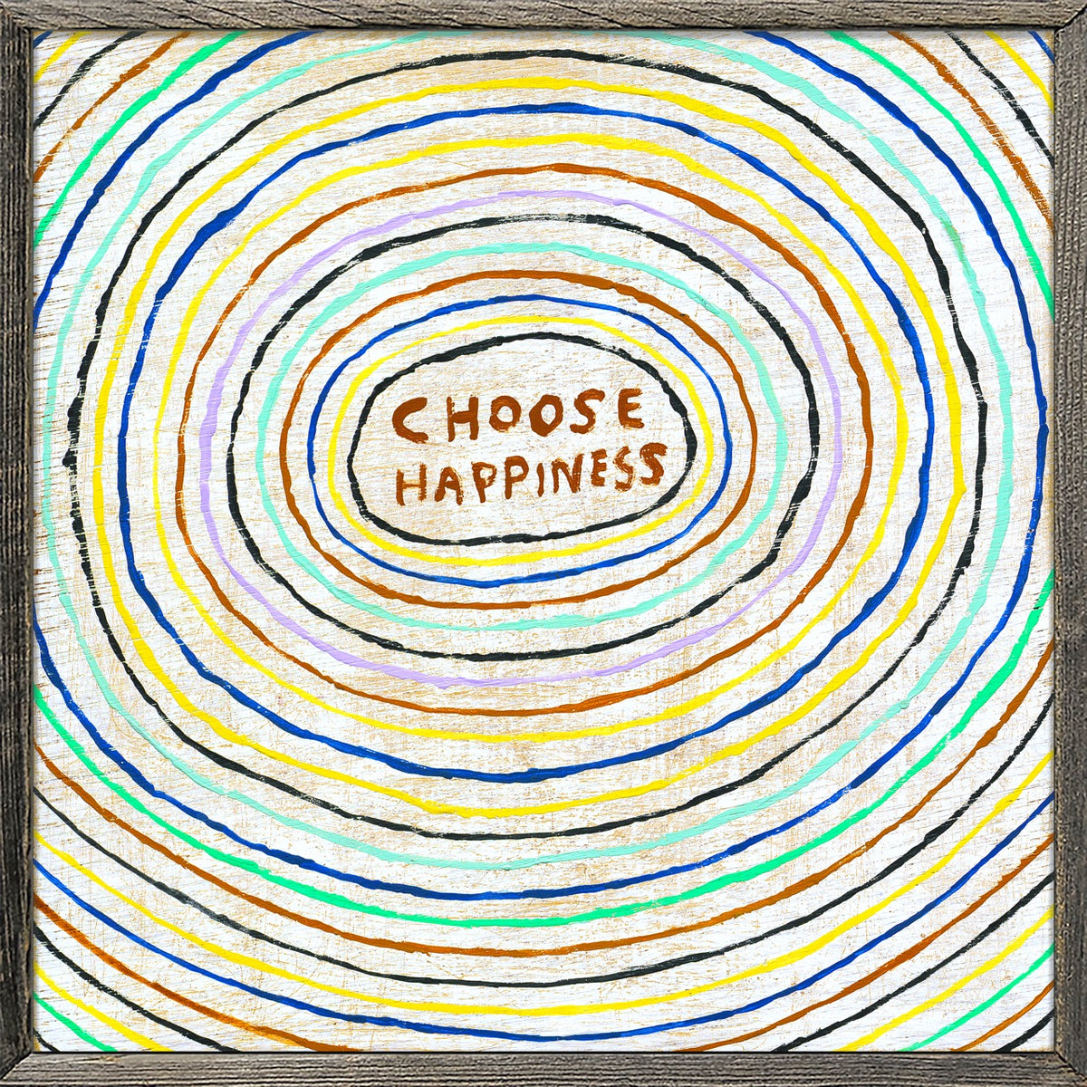 Choose Happiness Art Print - Grey Wood