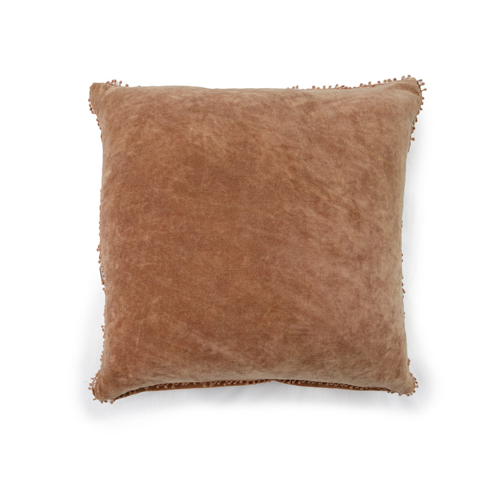Fawn Velvet Pillow with Poms 22x22