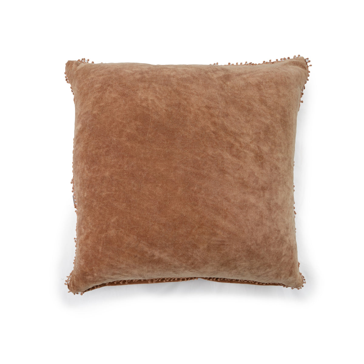 Fawn Velvet Pillow with Poms 22x22