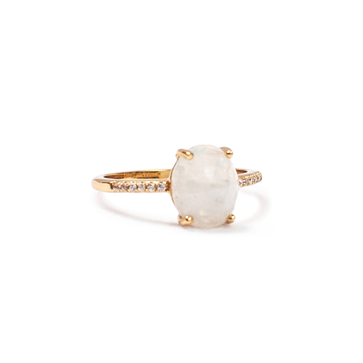 ***Oval Moonstone Ring with Pave Band