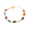 Watermelon Tourmaline Bracelet - Gold Plated Brass