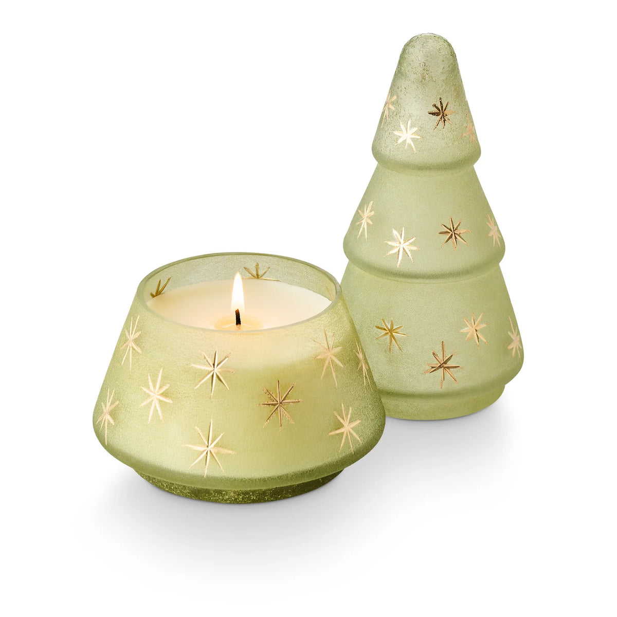Frosted Star Glass Tree Candle