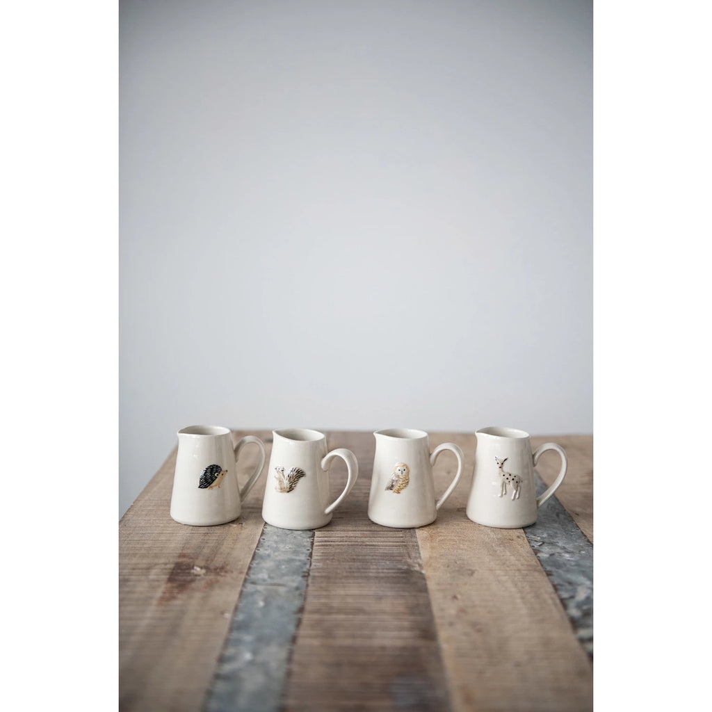 Hand-Painted Creamer with Forest Animal, 4 Styles