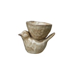 Stoneware Bird w/ Bowl, Cream