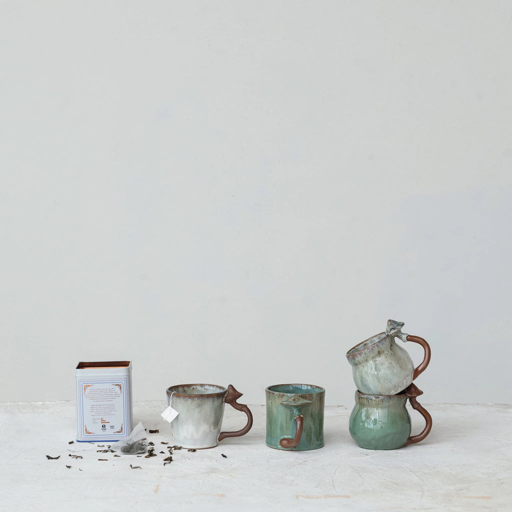 14 oz. Stoneware Mug with Mushroom Handle - 4 Styles