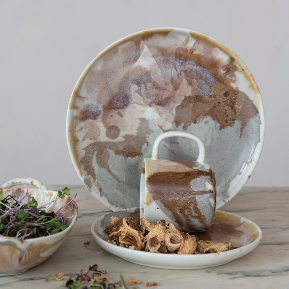 Reactive Glaze Stoneware Baker/Server with Handles