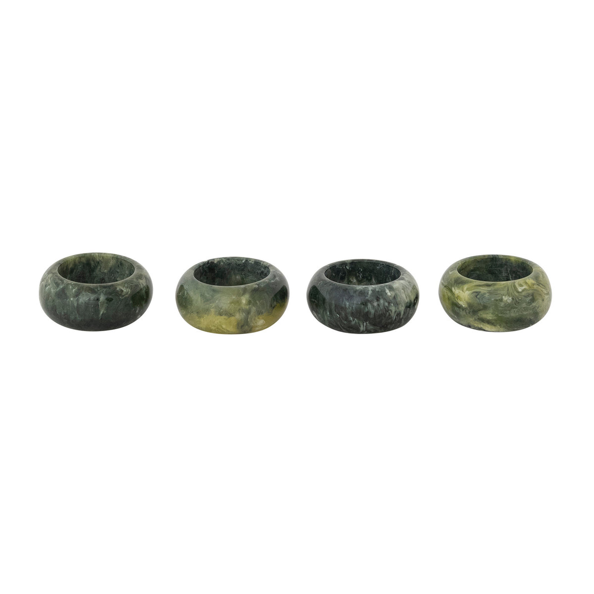 Marbled Resin Napkin Rings, Green, Set of 4