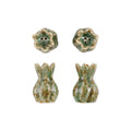 Stoneware Flower Shaped S & P Shakers, Green, S/ 2
