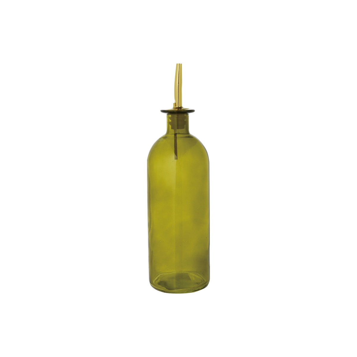 16 oz. Glass Oil Cruet with Metal Stopper - Olive & Gold Finish