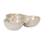 Stoneware Multi Bowl with 3 Sections - Cream and Green