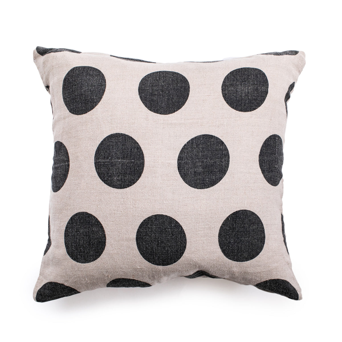 Reversible Polka Dot Stonewashed Linen Pillow 24x24