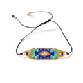 Blue & Gold Patterned Beaded Bracelet