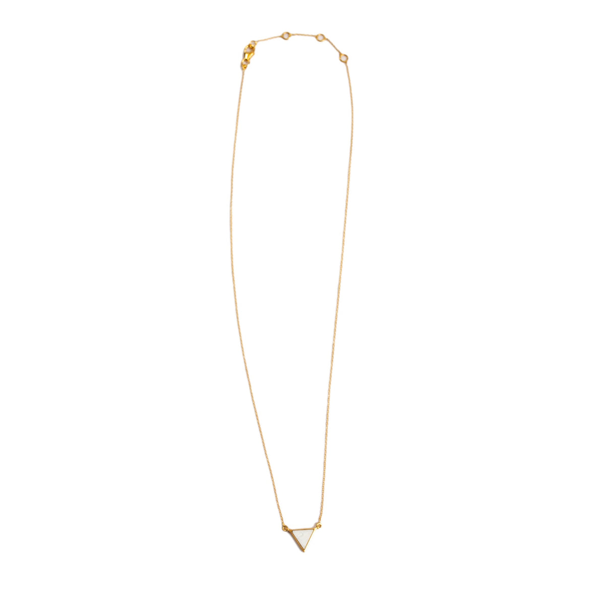 ***Gold Plated Mother of Pearl Triangle Necklace 16" + 2" extender