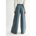 Wide-Leg Stretchy Denim Trousers - Medium Wash