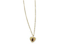 Heart Pendant with Red Stone Necklace - 22"