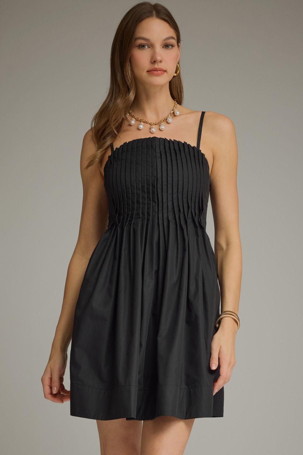 Mini Dress Featuring Pleated Bodice