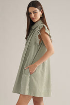 Gingham Ruffle Sleeve Mini Dress