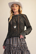 Floral Pattern Knit Sweater