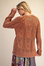 Floral Pattern Knit Sweater