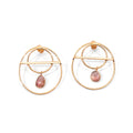 Hoop Studs with Watermelon Tourmaline Drop Charm vary