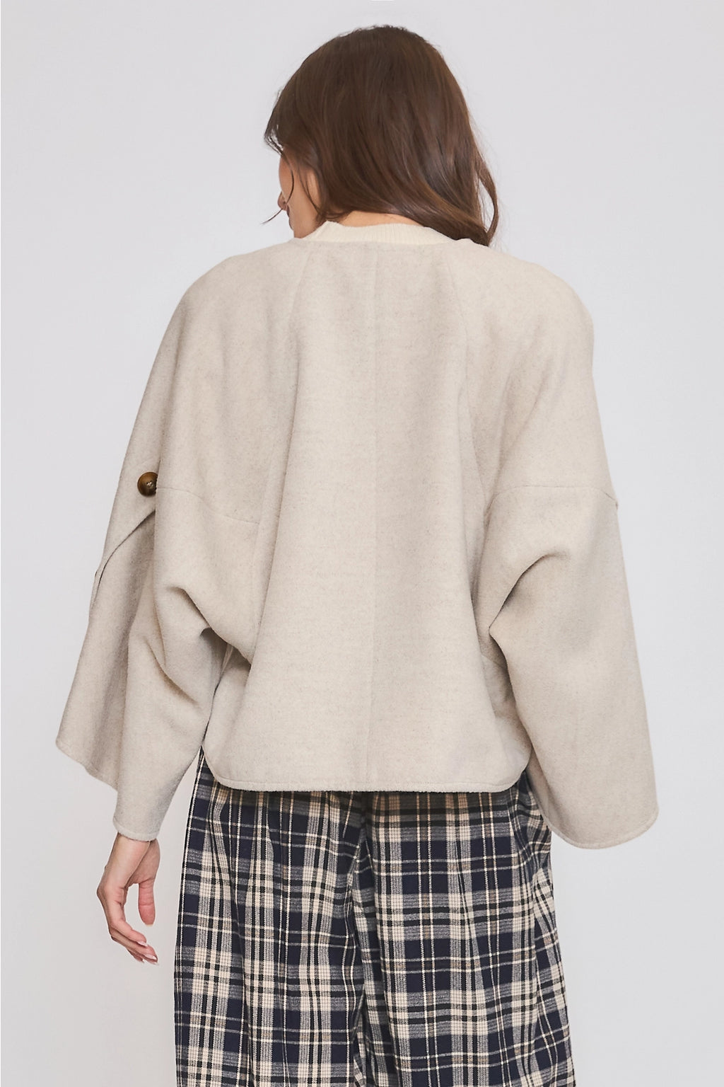 Wool-Blend Buttoned Cape Coat
