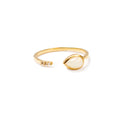 ***Gold Plated Brass Opal and Pave Split Ring Adjustable