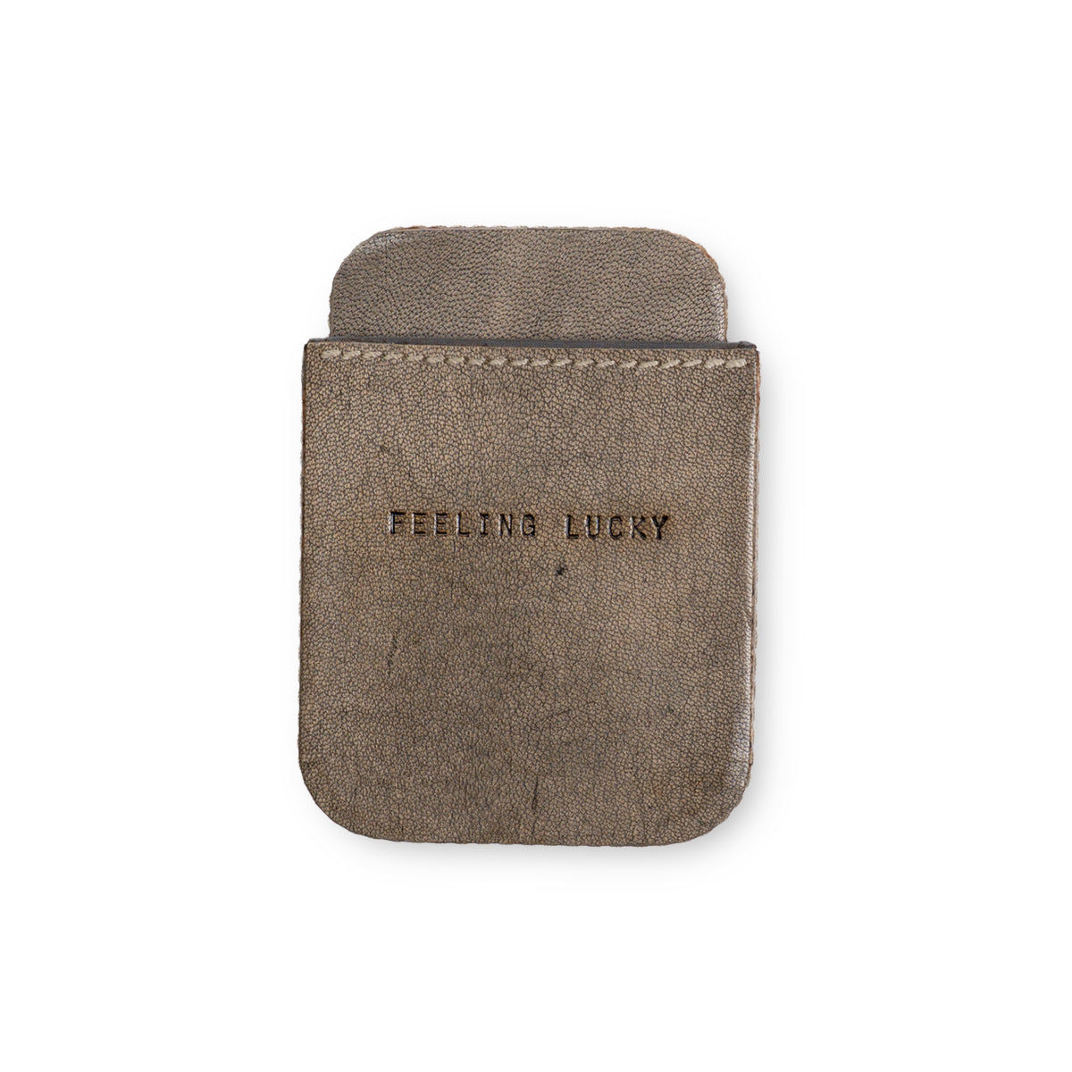 ***Feeling Lucky Leather Playing Card Case - Stone