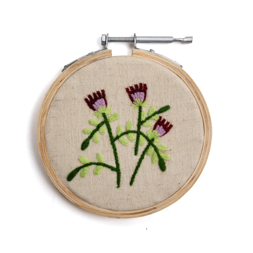 Purple Flowers Embroidery Hoop Collection - 4in