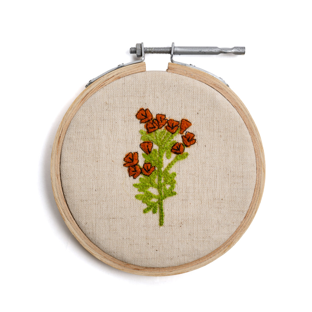 Orange Flower Embroidery Hoop Collection - 4in