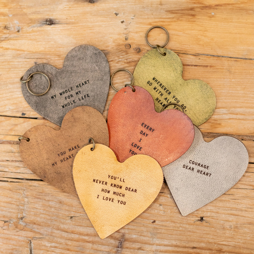 I Love You Heart Leather Keychain - 3x3