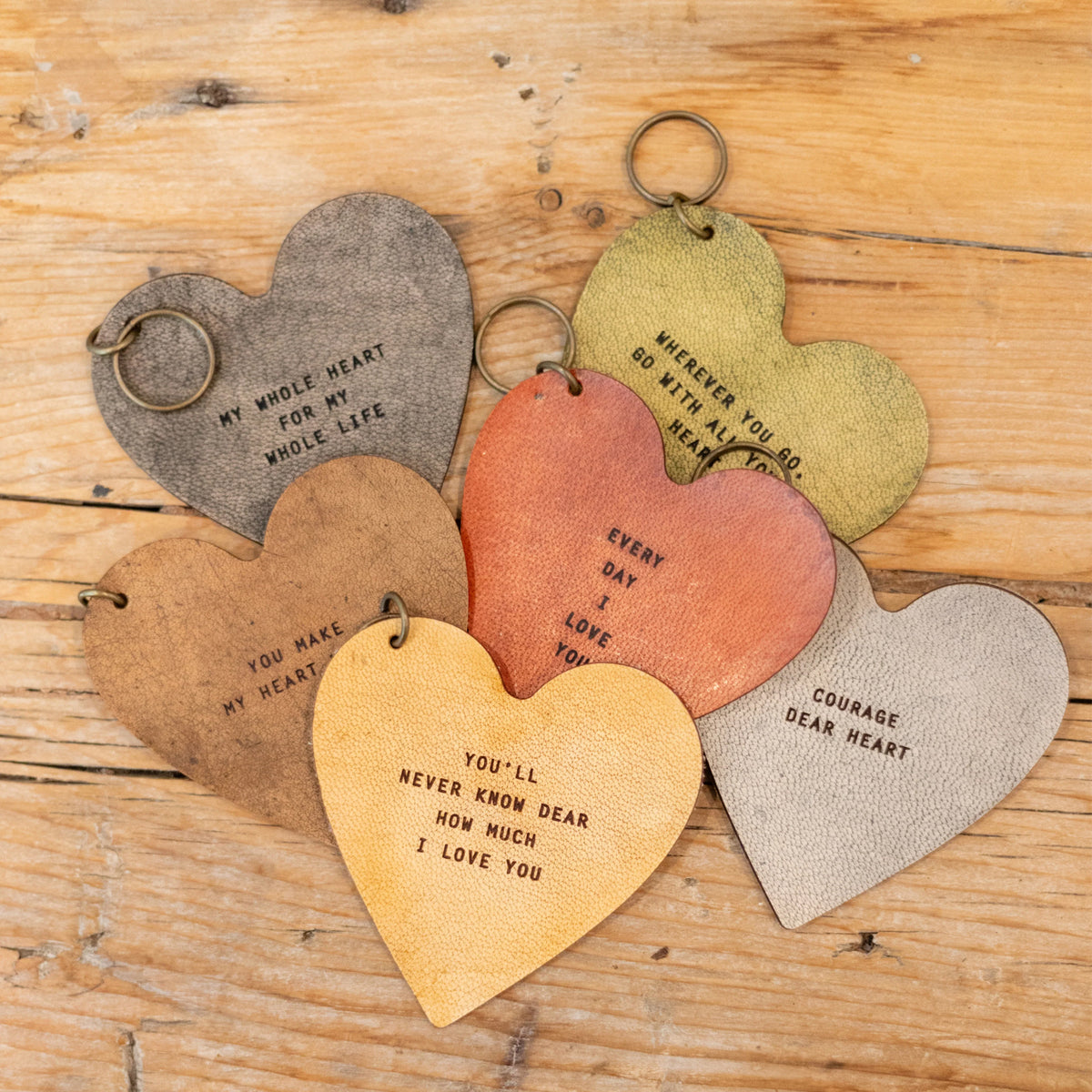 I Love You Heart Leather Keychain - 3x3