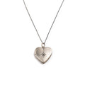 ***Large Heart Locket Necklace with White Topaz Stone - Sterling Silver 16" chain