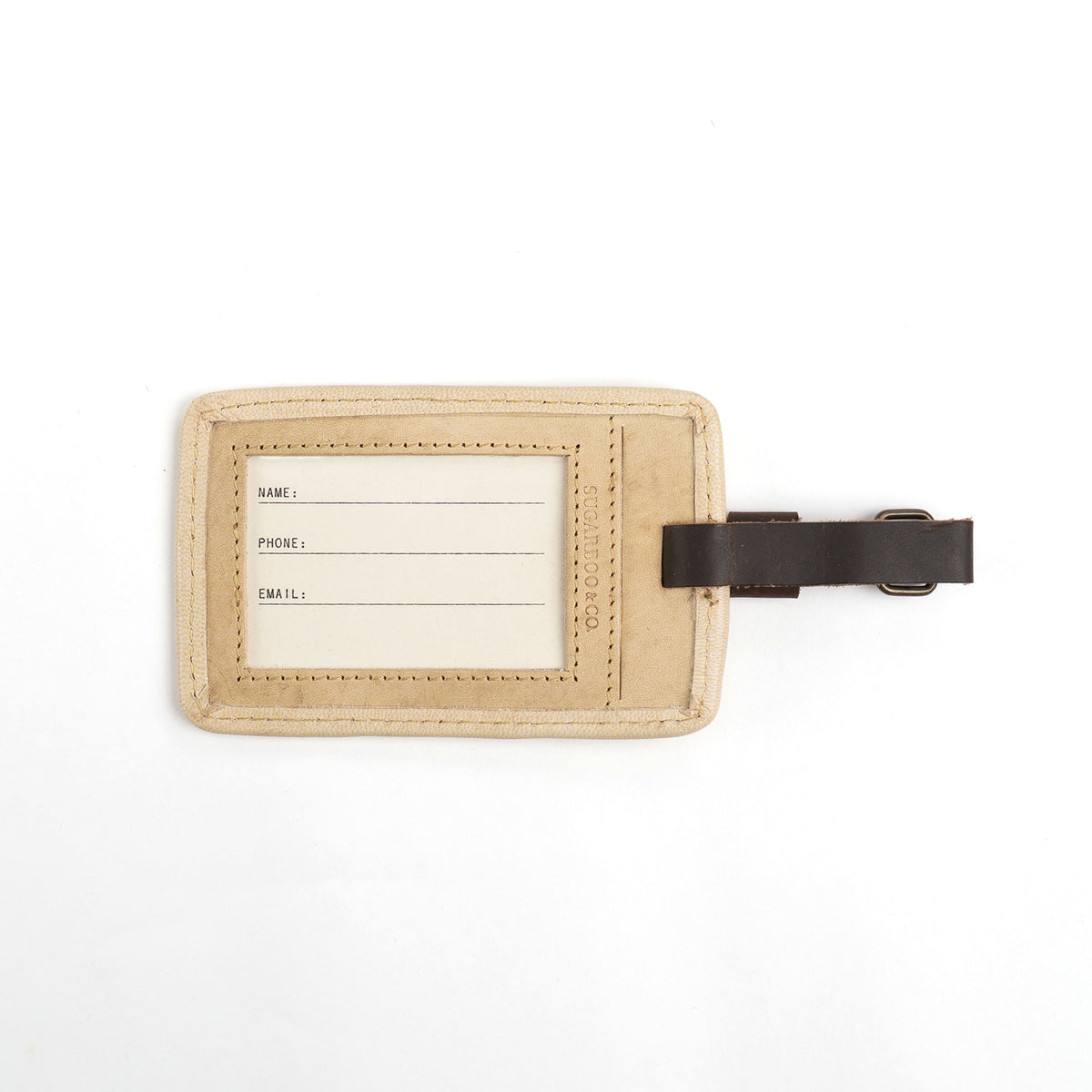 And I Think To Myself Leather Luggage Tag - Honey