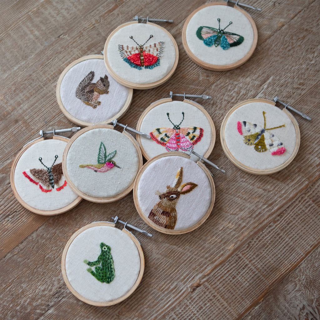 Butterfly Embroidery Hoop Collection - Pink & Yellow Wing - 4in